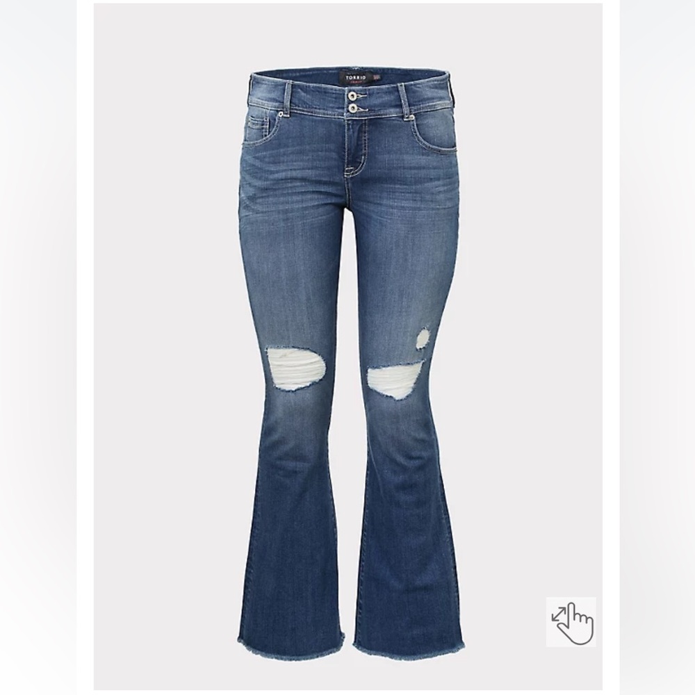 TORRID FLIP FLOP FLARE PREMIUM STRETCH MID-RISE JEAN SIZE 10R
